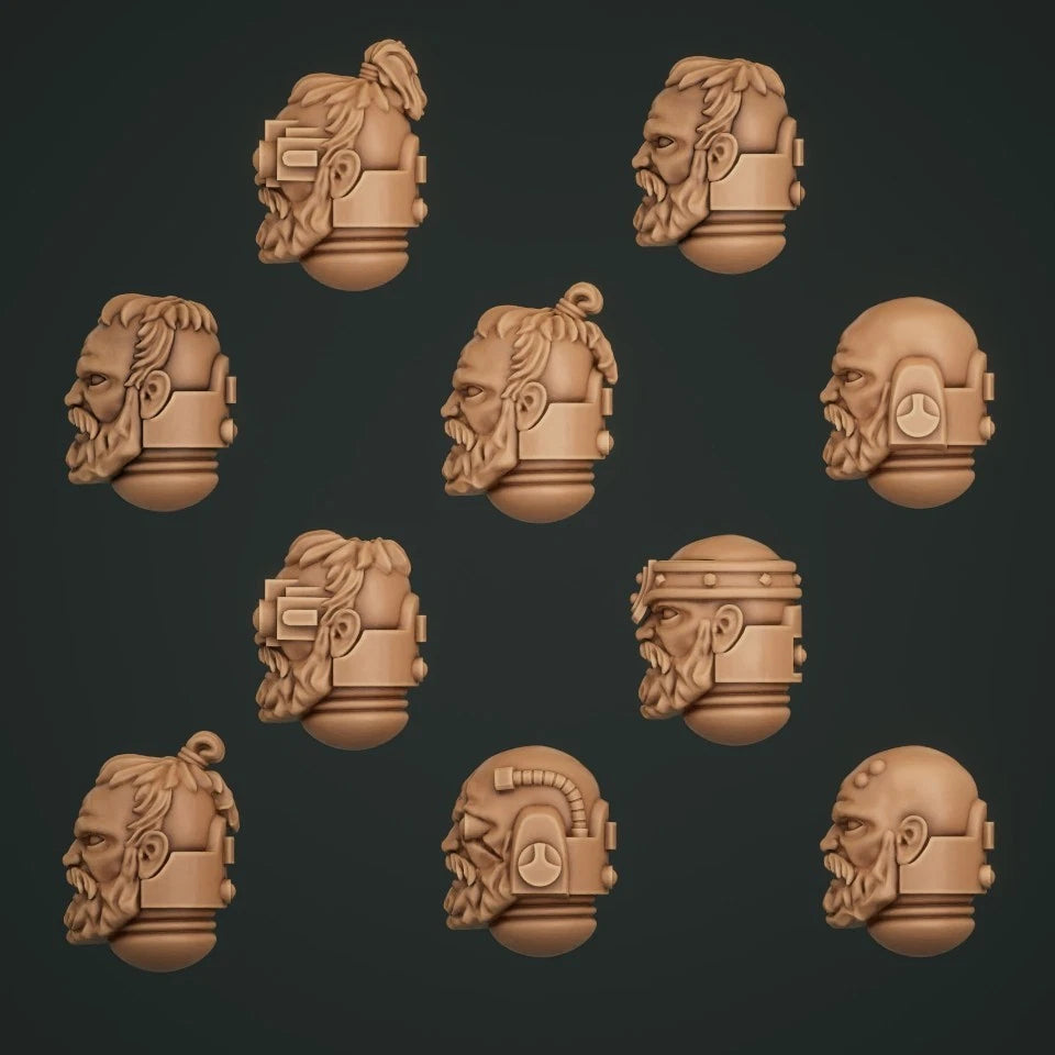 10-20x Bearded Faces for Space Knights