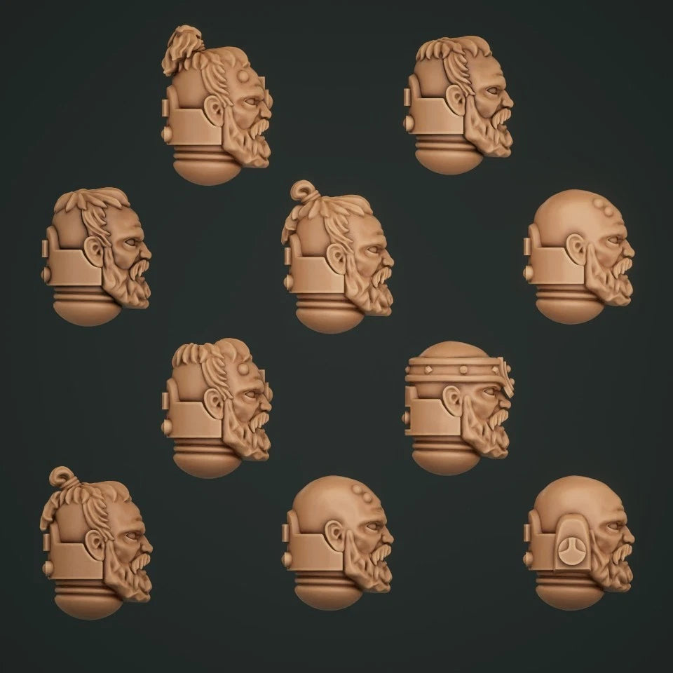 10-20x Bearded Faces for Space Knights