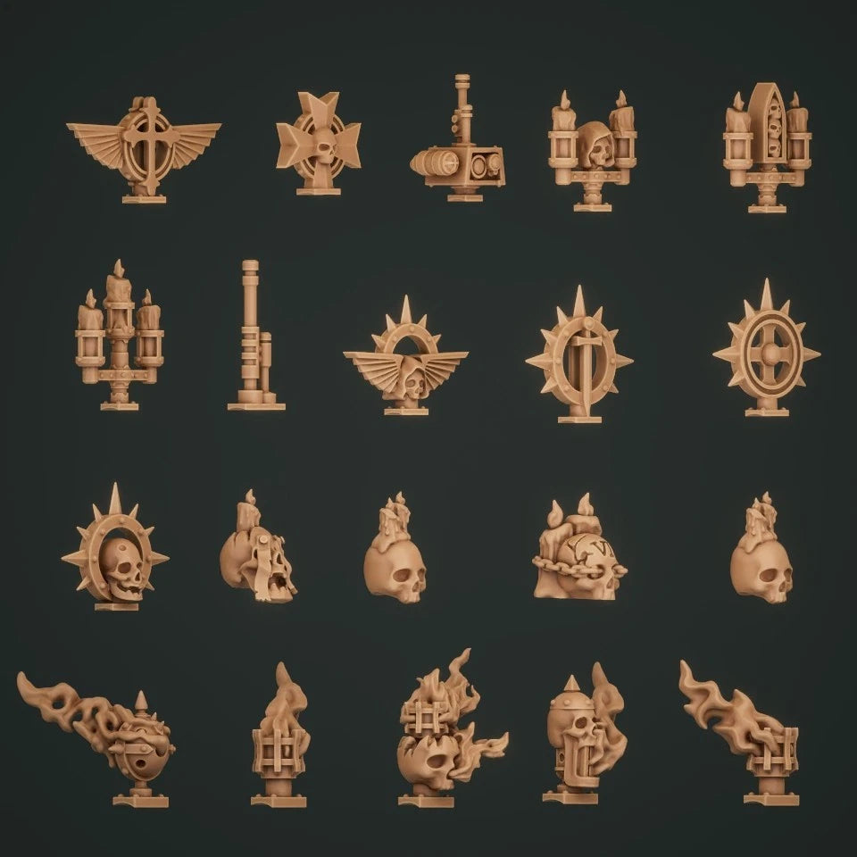 10-20x Gothic Backpack Decorations for Space Knights