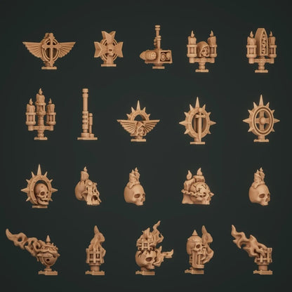 10-20x Gothic Backpack Decorations for Space Knights