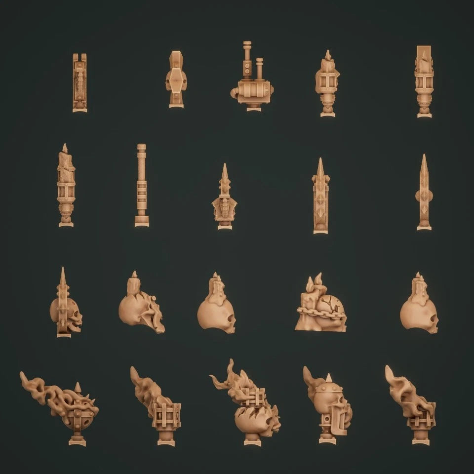 10-20x Gothic Backpack Decorations for Space Knights