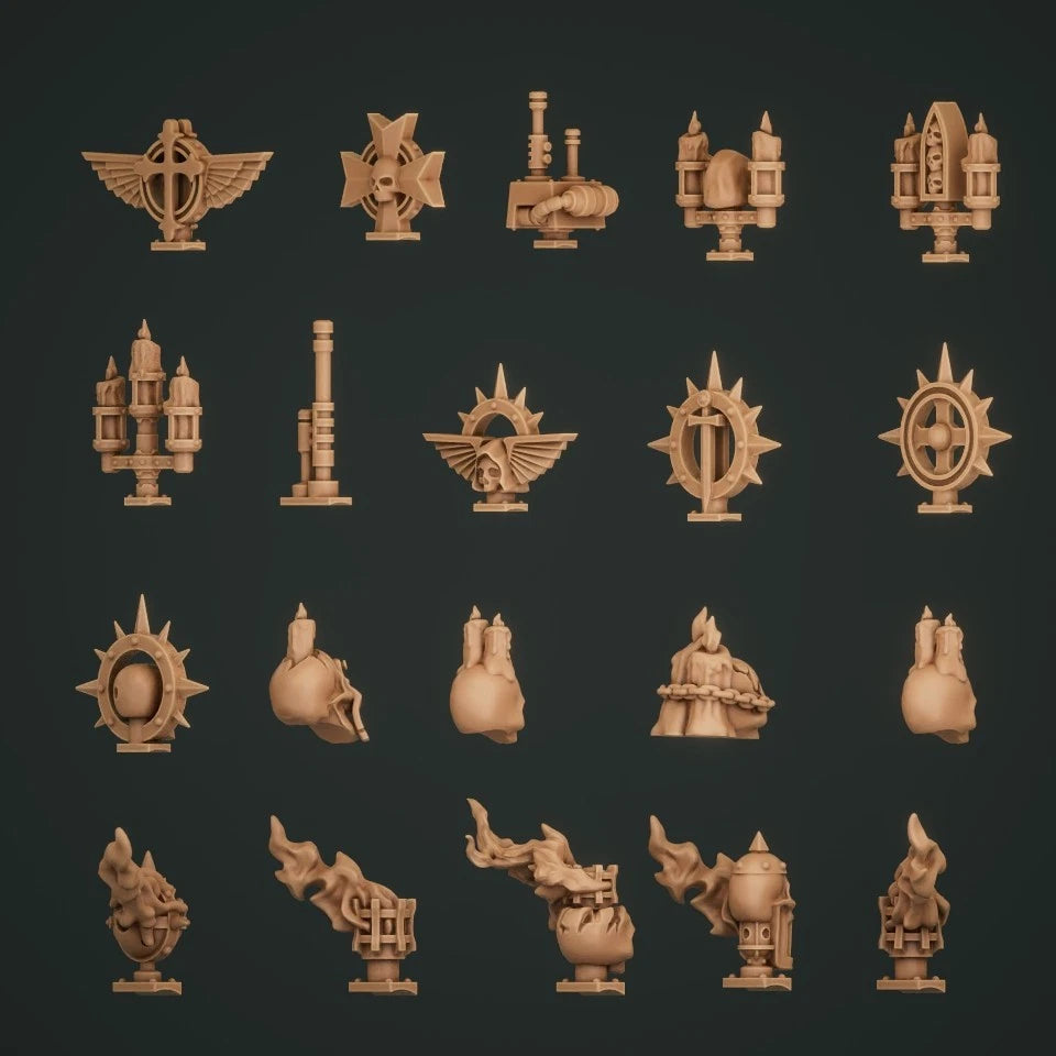10-20x Gothic Backpack Decorations for Space Knights