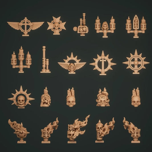 10-20x Gothic Backpack Decorations for Space Knights