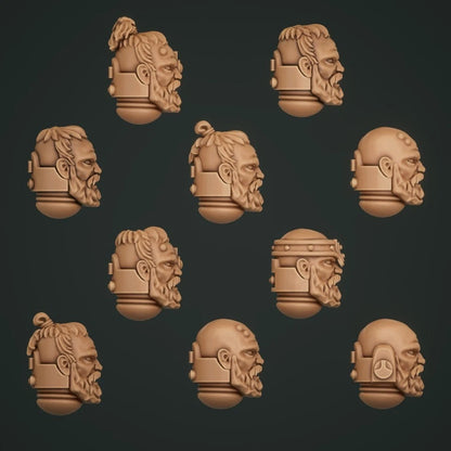 10-20x Bearded Faces for Space Knights